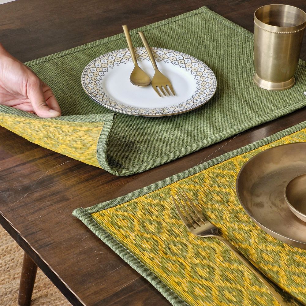 Woven Moss Green Hybrid Placemats