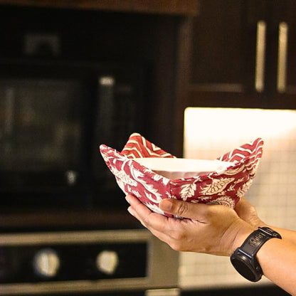 All Over Red Floral & Chevron Bowl Pot Holder