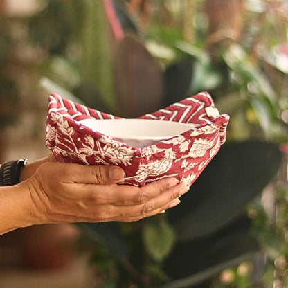 All Over Red Floral & Chevron Bowl Pot Holder
