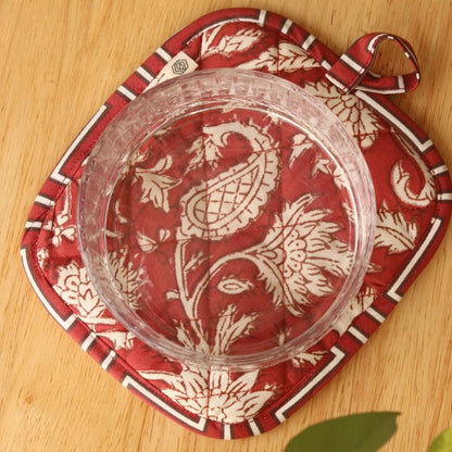 All Over Red Floral & Chevron Mitten Pad