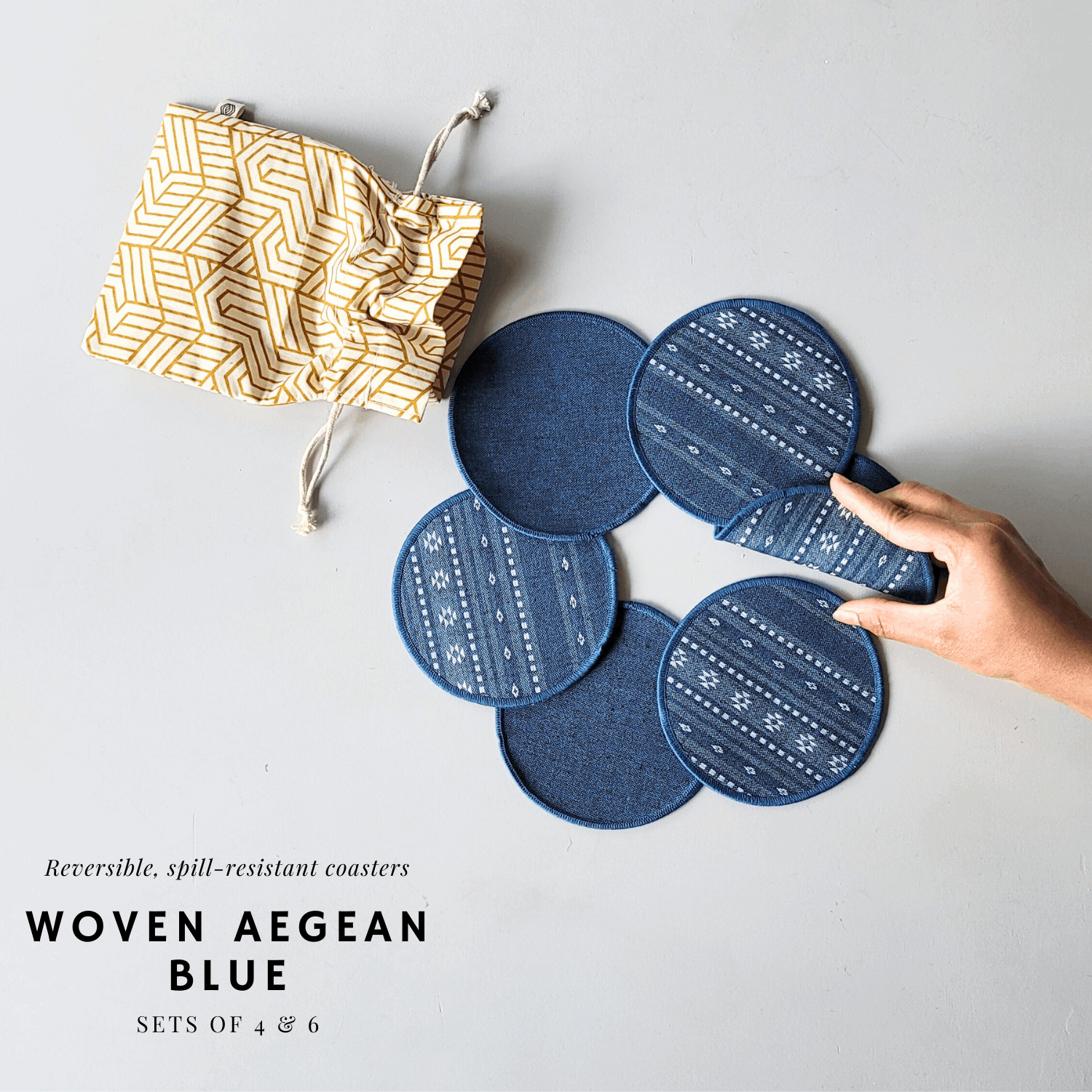 Cotton Coasters Aegean Blue