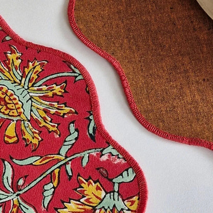 Acres Wild Placemats by The Yard House in vibrant red, featuring floral designs; available in rectangular (12" x 17") and ...