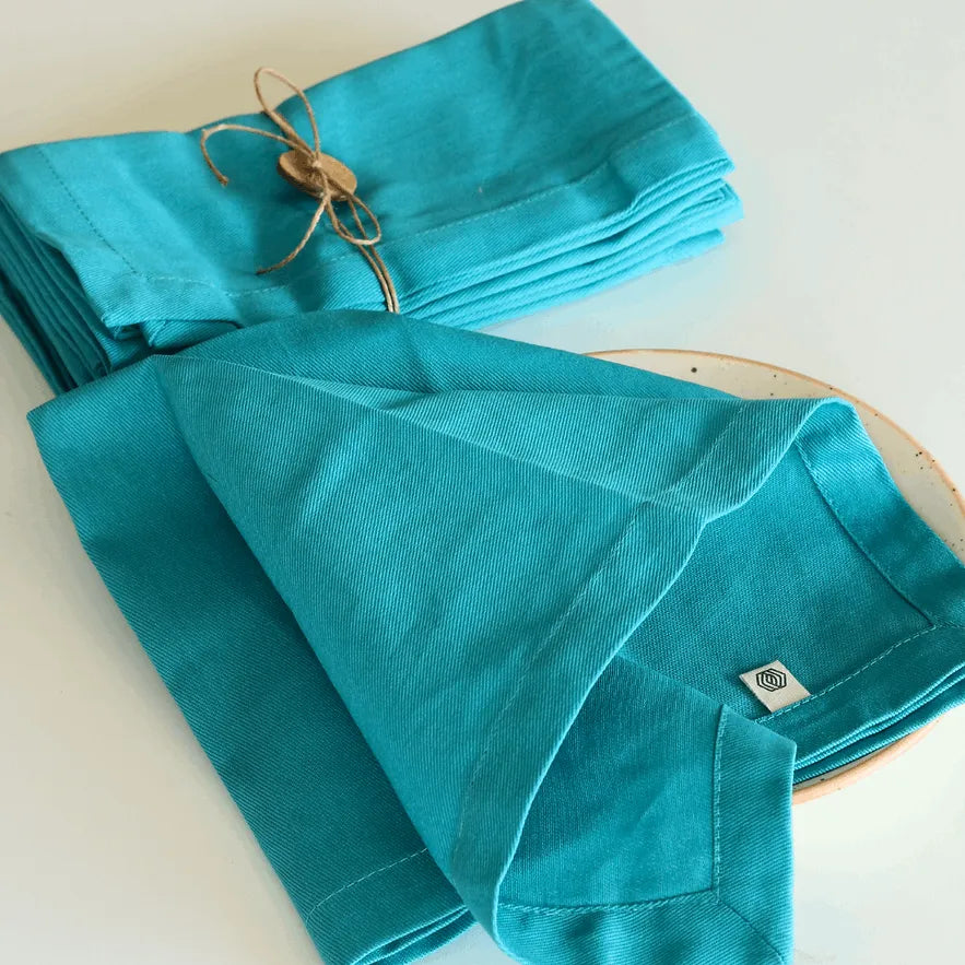 Set of 4 blue cotton table napkins by The Yard House, perfect kitchen essentials for dining and entertaining.