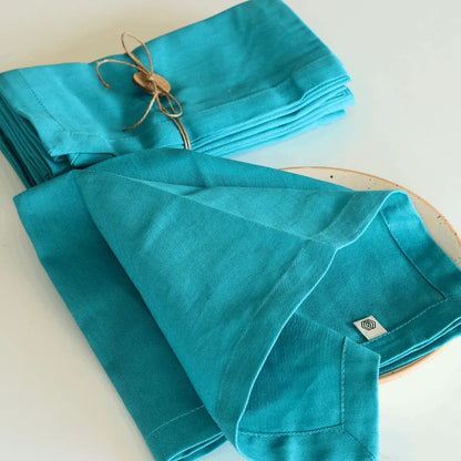 Set of 4 blue cotton table napkins by The Yard House, perfect kitchen essentials for dining and entertaining.
