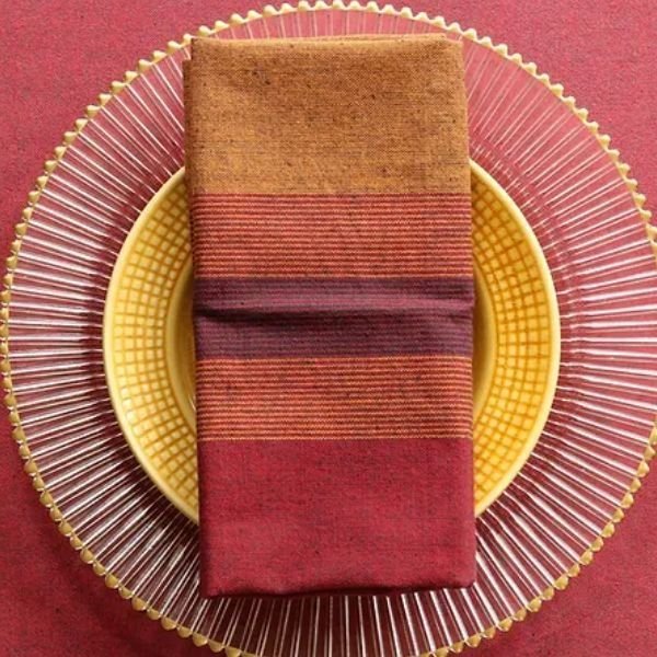 Cotton Table Napkins in Serene Sunset by The Yard House, set of 4, featuring bold colors and geometric patterns.