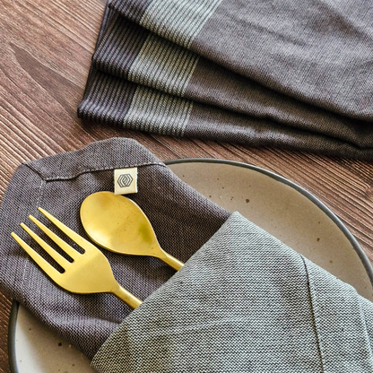Set of 4 Winter Grey Cotton Table Napkins by The Yard House, perfect for elevating your dining aesthetic with kitchen esse...