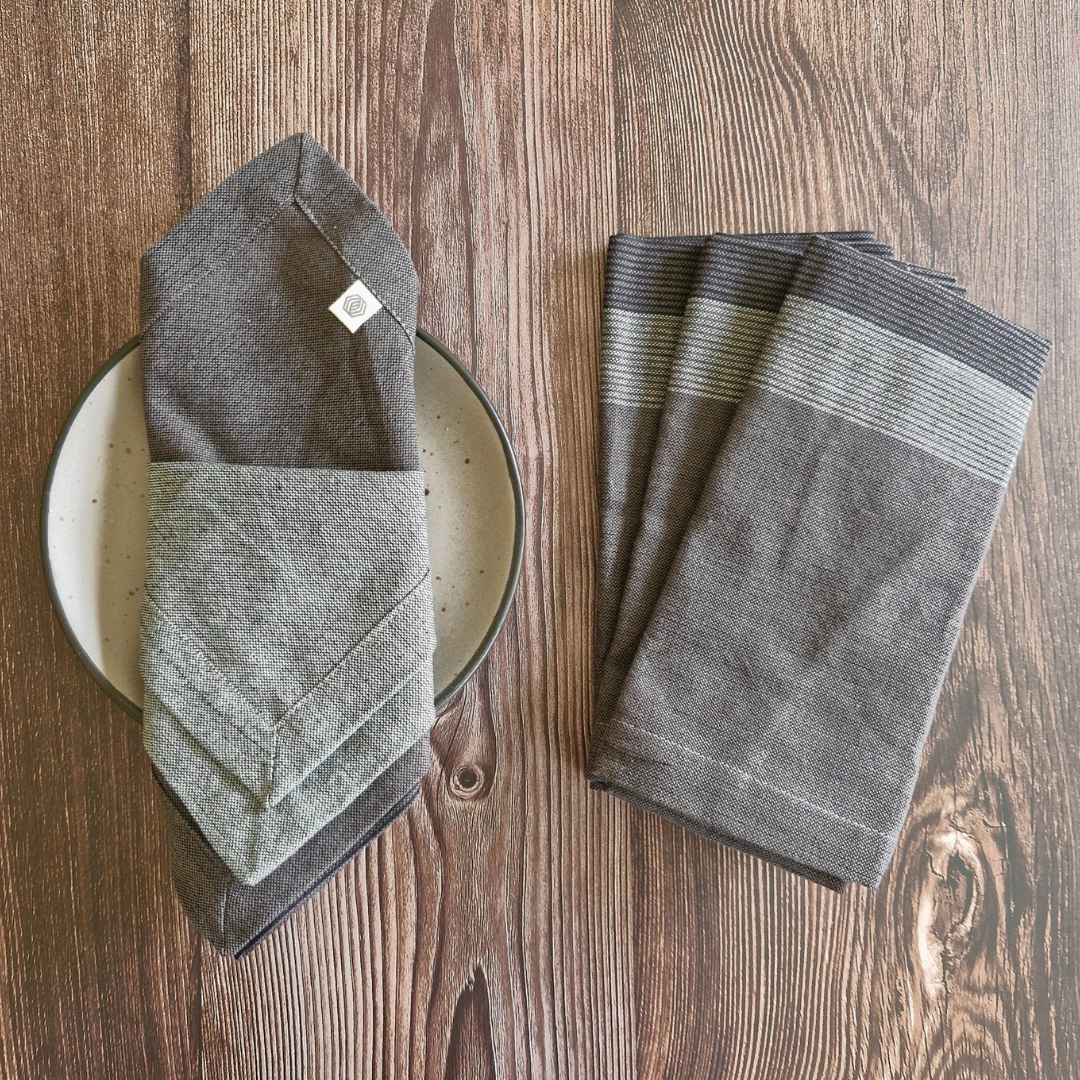 Cotton Table Napkins in Winter Grey by The Yard House, available in sets of 4 or 6, perfect for elevating your dining aest...