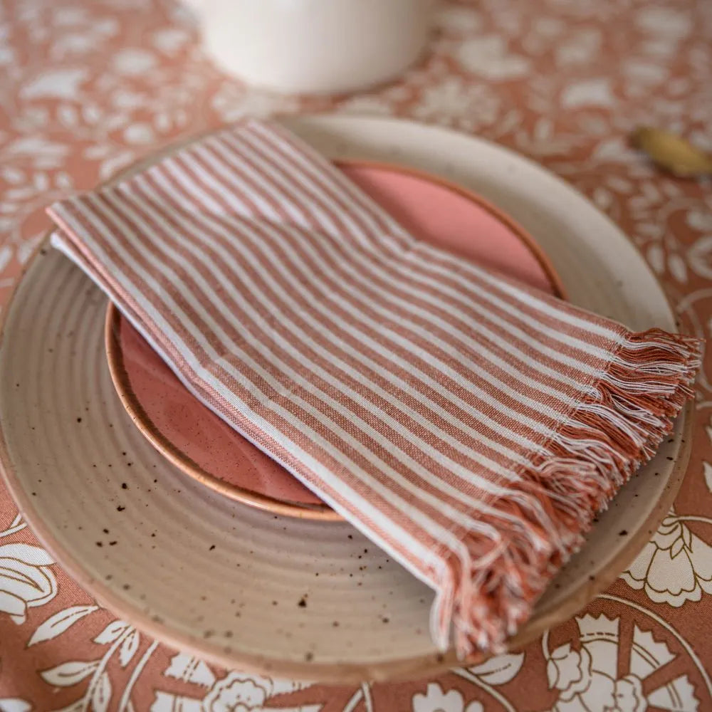 Dusty Rose Tablecloth by The Yard House, 60”x60” square size, featuring floral designs in a monochrome palette.