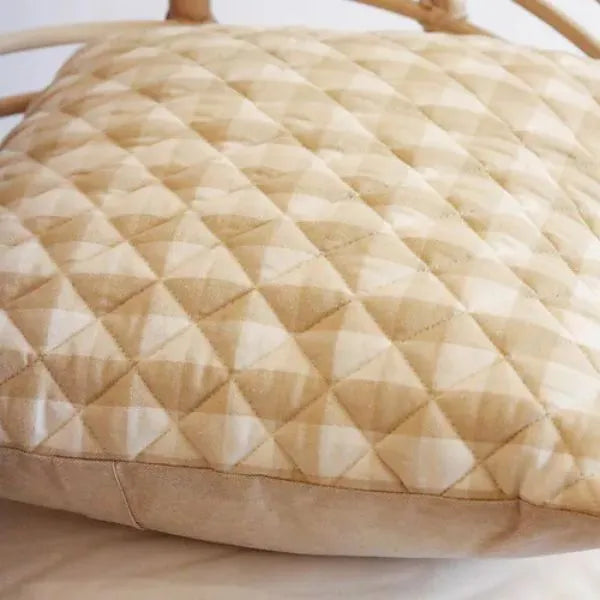 Beige checks cushion cover from The Yard House, available in square sizes 16"x16" and 18"x18", perfect for farmhouse decor.