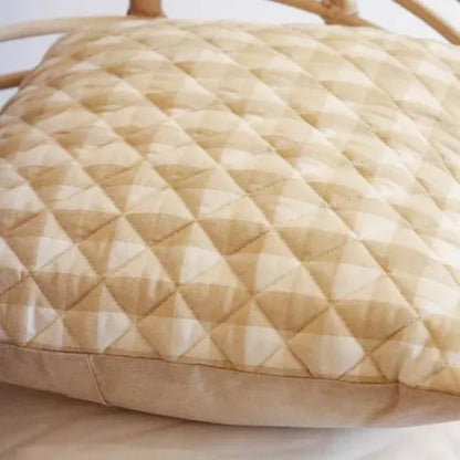 Beige checks cushion cover from The Yard House, available in square sizes 16"x16" and 18"x18", perfect for farmhouse decor.