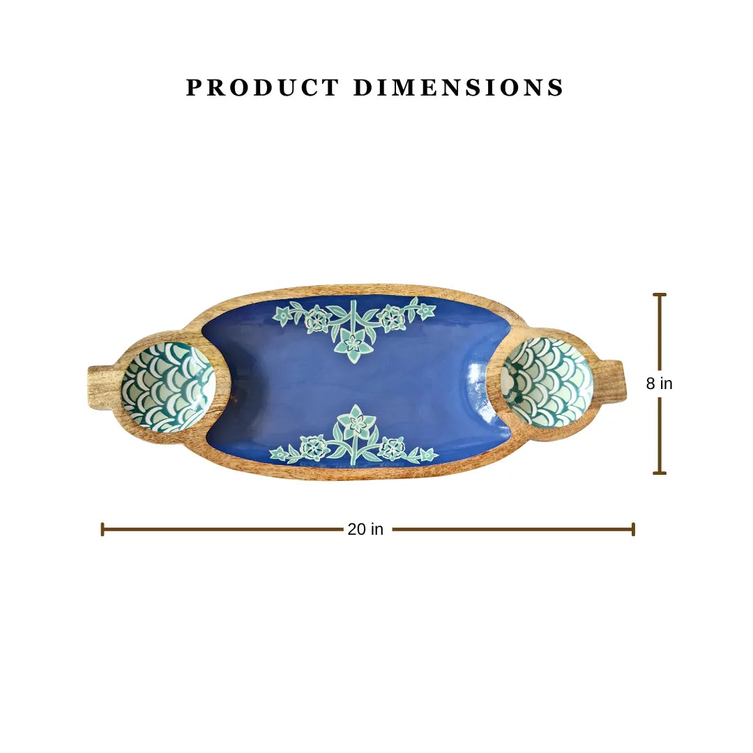 Fruit Of Abundance Wooden Platter by The Yard House in blue-green, part of the Mediterranean Collection, perfect for table...