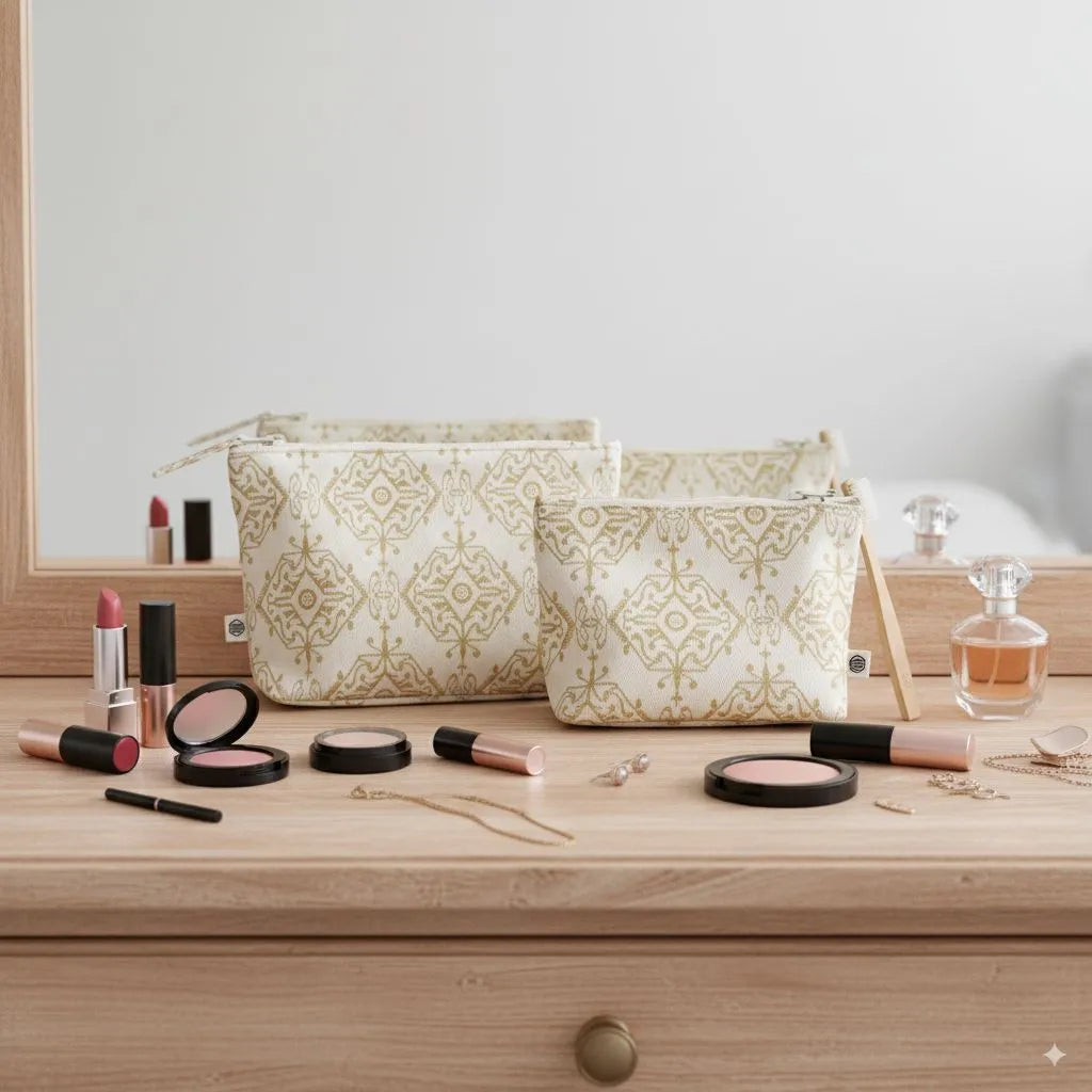 Handy Zip Pouches in Golden Citrine by The Yard House, perfect for organizing essentials, featured in vibrant yellow color.