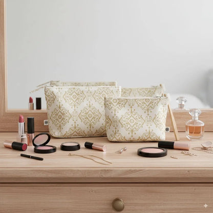 Handy Zip Pouches in Golden Citrine by The Yard House, perfect for organizing essentials, featured in vibrant yellow color.