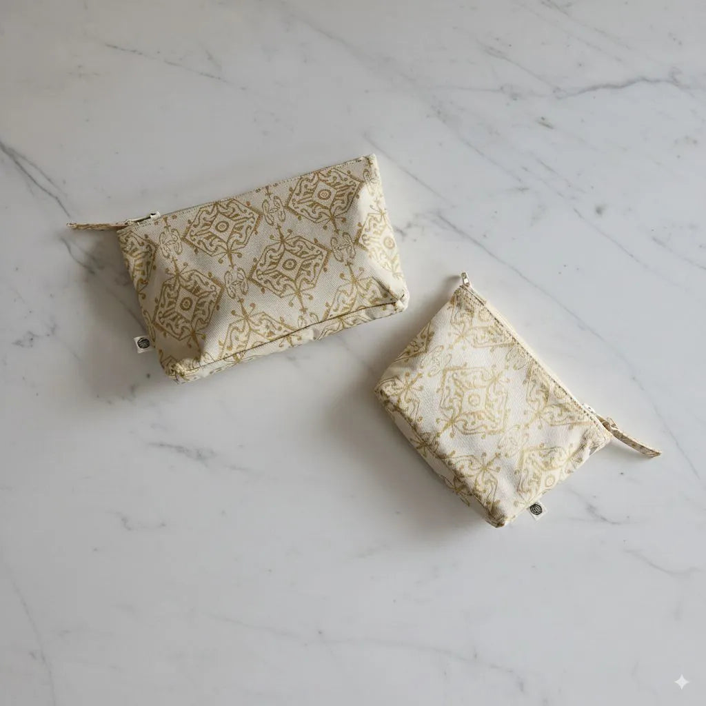 Handy Zip Pouches in Golden Citrine by The Yard House, perfect for organizing essentials, featured in vibrant yellow color.