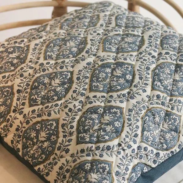 Morning Dew Cushion Cover by The Yard House in cobalt blue, 18"x18", featuring geometric patterns and minimalist prints fo...