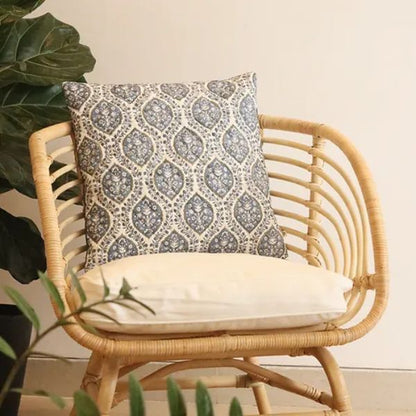 Morning Dew Cushion Cover by The Yard House in cobalt blue, 18"x18", featuring geometric patterns and minimalist prints fo...