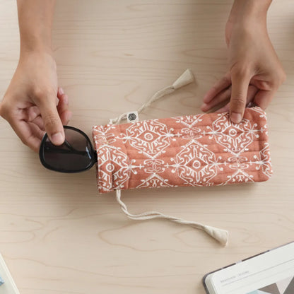 Agra Red Optical Pouch by The Yard House, regular size 9” x 4”, stylish bag for new arrivals and pouches collection.