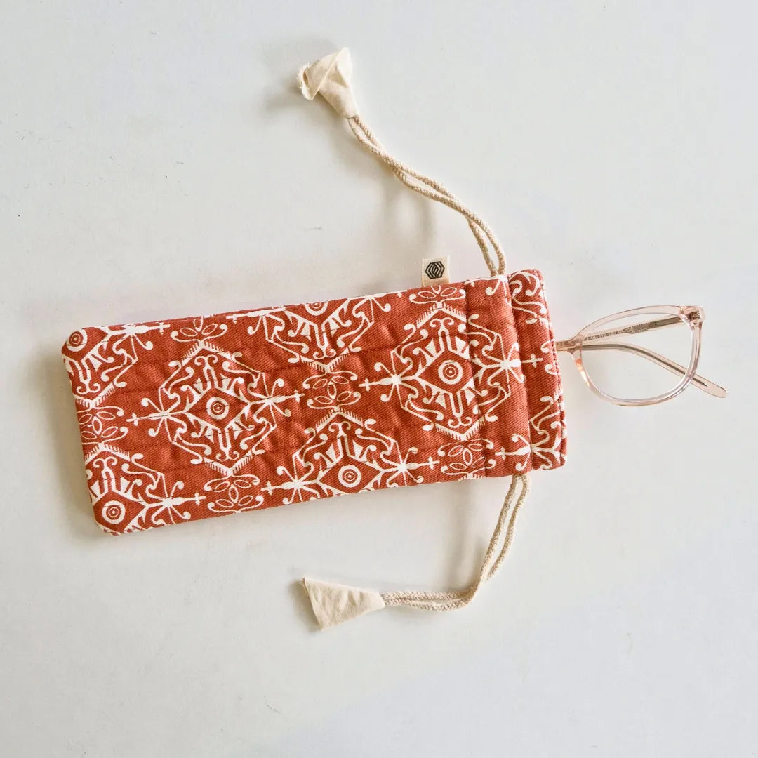 Agra Red Optical Pouch by The Yard House, regular size 9” x 4”, stylish bag for new arrivals and everyday use.