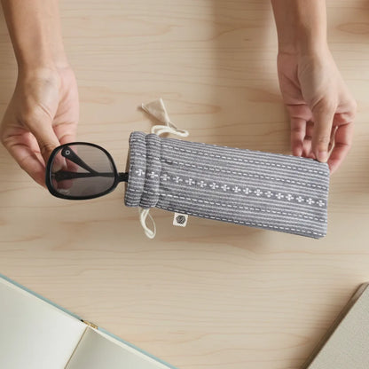Optical Pouch in Woven Winter Grey by The Yard House, available in Regular (9"x4") and Compact (8"x3") sizes.