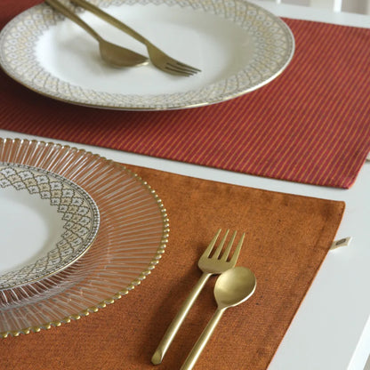 Serene Sunset Placemats by The Yard House in vibrant orange, set of 4 rectangular (12" x 17"), featuring bold colors and g...