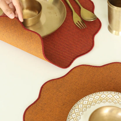 Serene Sunset Placemats by The Yard House in vibrant orange, set of 4 rectangular (12" x 17"), featuring bold colors and g...