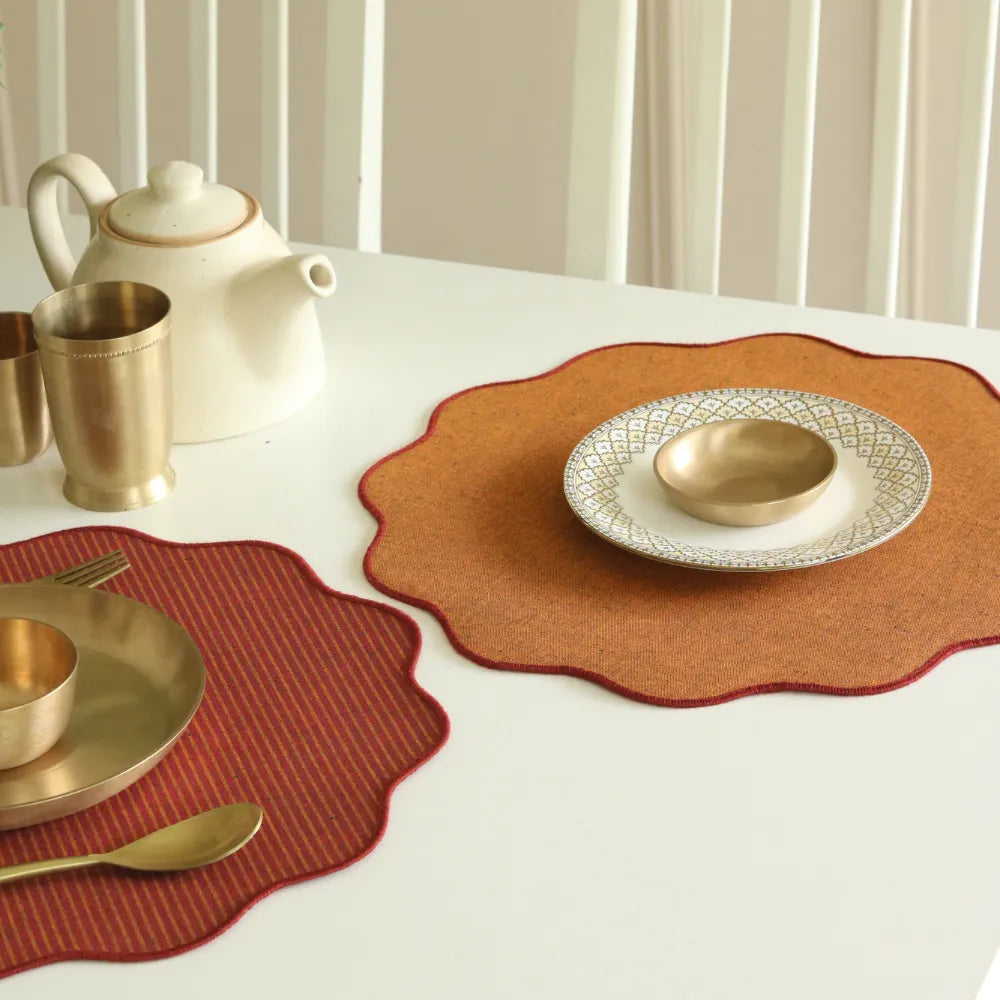 Serene Sunset Placemats by The Yard House in vibrant orange, set of 4 rectangular (12" x 17"), featuring bold colors and g...