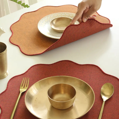 Serene Sunset Placemats by The Yard House in vibrant orange, set of 4 rectangular (12" x 17"), featuring bold colors and g...
