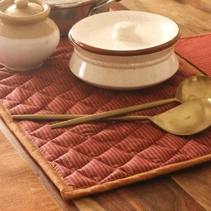 Serene Sunset Tablepad by The Yard House in bold red, available in square (15"X15") and rectangle (11"X29") sizes, featuri...