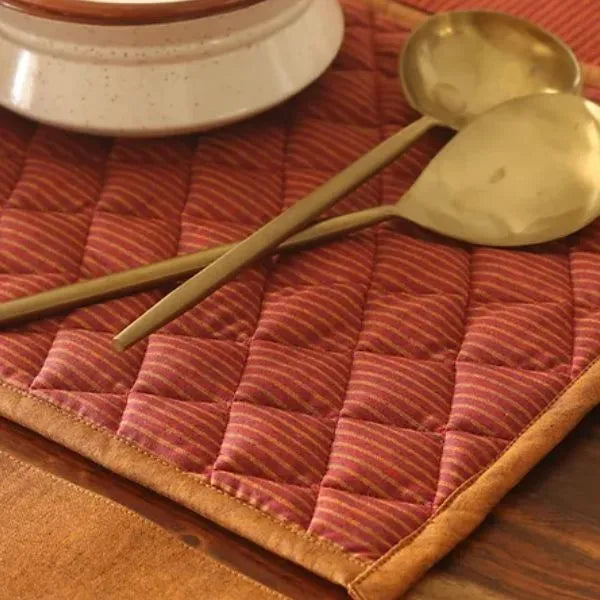 Serene Sunset Tablepad by The Yard House in bold red, available in square (15"X15") and rectangle (11"X29") sizes, featuri...
